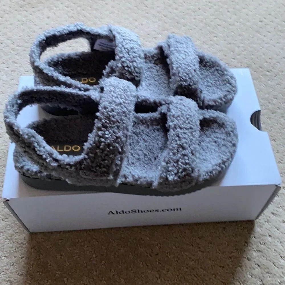 Aldo Cloud Comfort Slides – Gray Neutral – Molded Footbed – Size 7 NWT